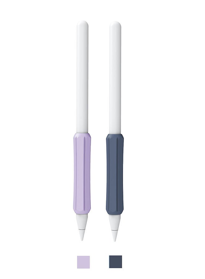 O Ozone Silicone Grip Holder (2 Pack) for Apple Pencil 2nd Gen /1st Anti-Slip Skin Sleeve Case Compatible with Magnetic Charging and Double Tap(Black & Purple) 