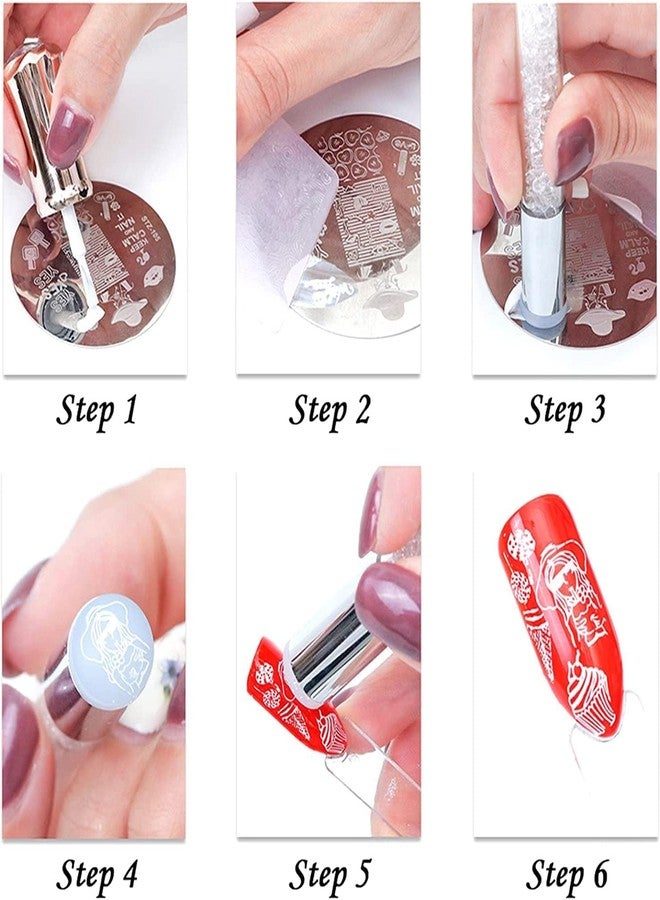 Ruby Face Rubyface Nail Art Stamping Stamper Nail Double Stamper 1 Pcs With 2 Pcs Scraper Clear Nail Art Jelly Stamper Nail Art Stamping for Manicure Tools DIY Nail Art Designs - Image 4