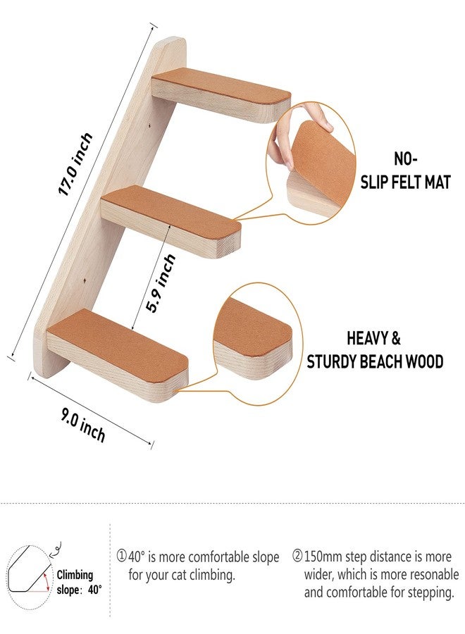 Purife Wooden Wall Mount Cat Steps Cat Wall Stairs - Cat Wall Ladders Wall Climber, Cat Climbing Shelves, Cat Perch for Wall, Cat Hammock Bed, Indoor Cat Wall Furniture - Image 2