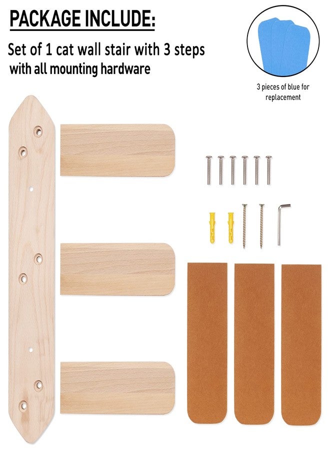 Purife Wooden Wall Mount Cat Steps Cat Wall Stairs - Cat Wall Ladders Wall Climber, Cat Climbing Shelves, Cat Perch for Wall, Cat Hammock Bed, Indoor Cat Wall Furniture - Image 4