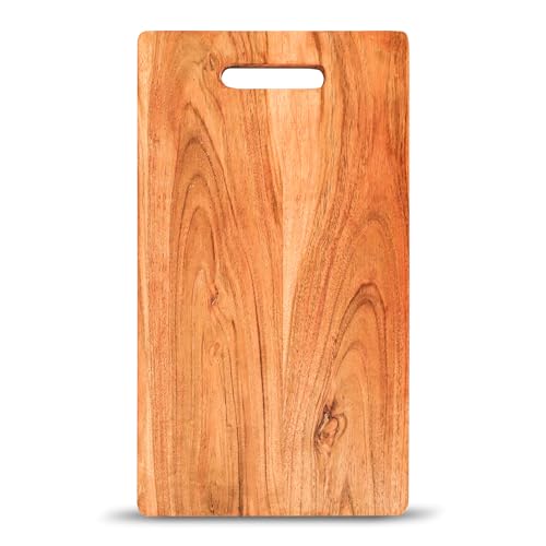 Bulfyss Acacia Single Wood Chopping Board for Kitchen - 29.5x17x1.2cm|Reversible Cutting Board for Kitchen with Handle,Fruits & Cheese,BPA Free,Eco-Friendly,Anti-Microbial,Beige - Image 1