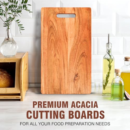 Bulfyss Acacia Single Wood Chopping Board for Kitchen - 29.5x17x1.2cm|Reversible Cutting Board for Kitchen with Handle,Fruits & Cheese,BPA Free,Eco-Friendly,Anti-Microbial,Beige - Image 2