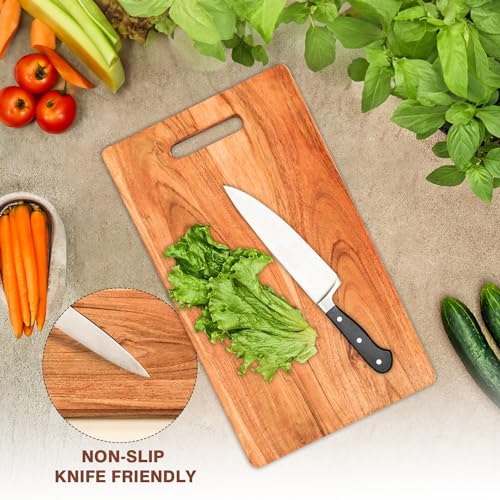 Bulfyss Acacia Single Wood Chopping Board for Kitchen - 29.5x17x1.2cm|Reversible Cutting Board for Kitchen with Handle,Fruits & Cheese,BPA Free,Eco-Friendly,Anti-Microbial,Beige - Image 3