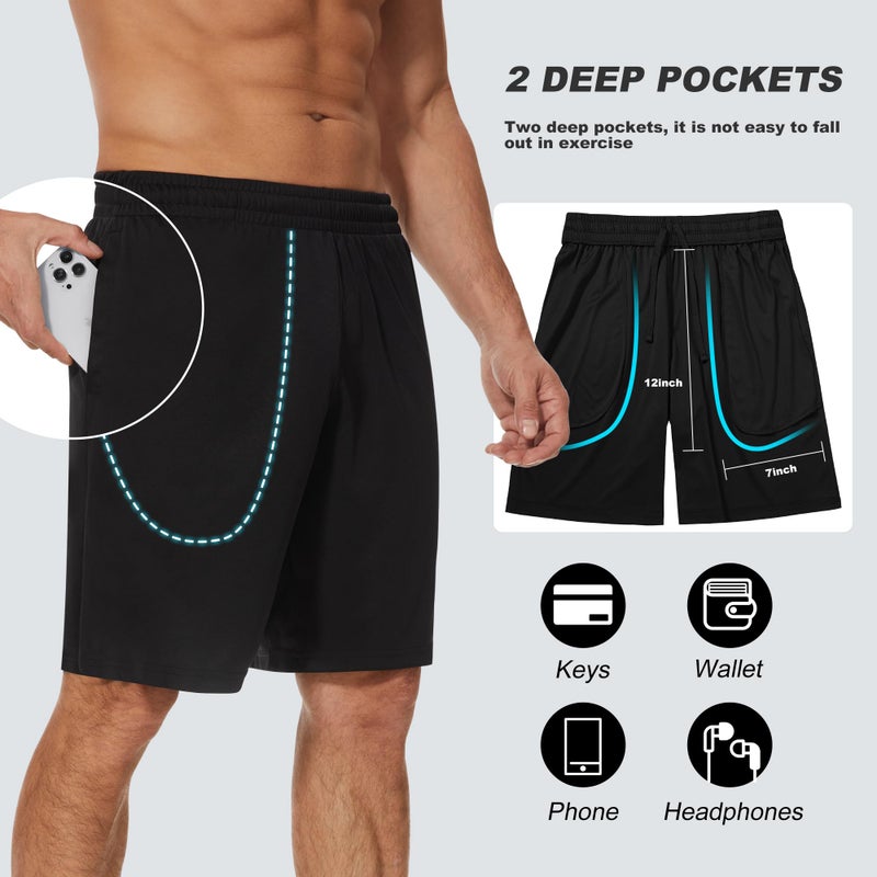 TVKSOM 7 Pack Mens Athletic Shorts with Pockets and Elastic Waistband Quick Dry Basketball Shorts Men for Running Casual - Image 5