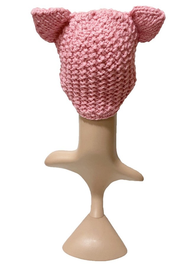 BIBITIME Pussy Cat Hat Women's March Beanie Winter Handmade Knit Animal Ear Cap (Pink, Adult) - Image 4