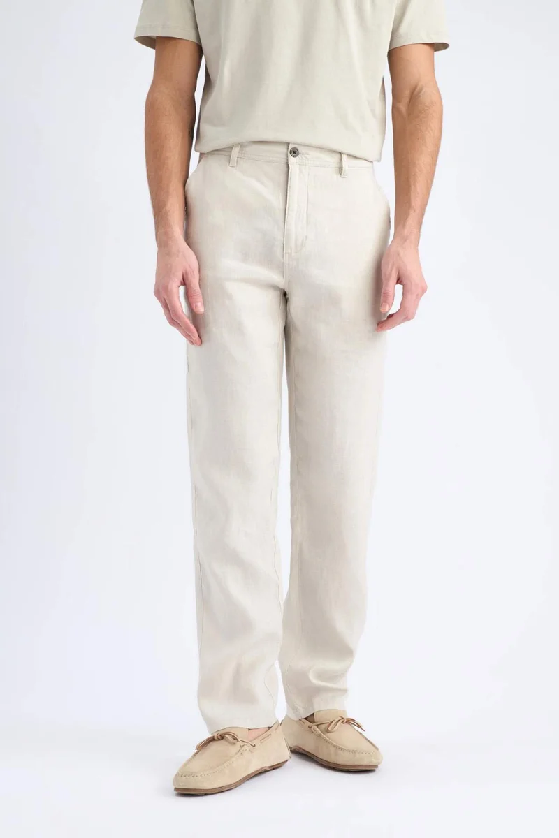 ديفاكتو Relax Fit Straight Leg Summer Linen Trousers
