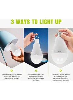 HUA QIANG WANG 15W Emergency Rechargeable Light Bulb,Stay Lights Up When Power Failure, 70W Equivalent LED Light Bulbs for Home,Camping,Tent  - Image 3
