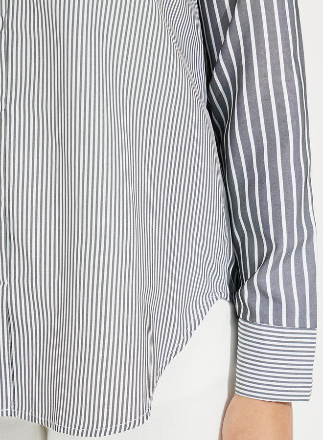 Styli Oversized Longline Striped Shirt with Dropped Shoulder  - Image 3