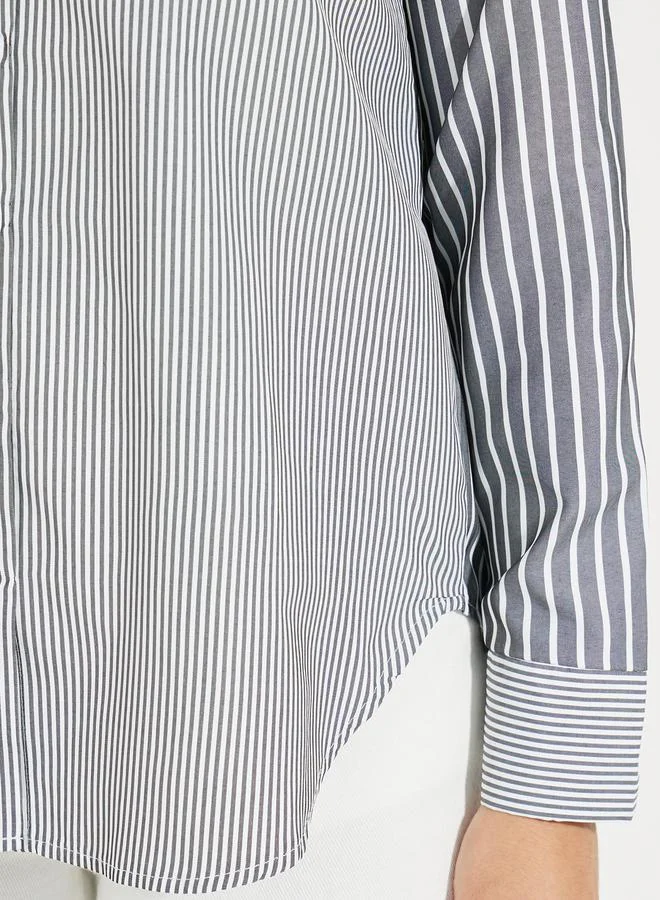 Styli Oversized Longline Striped Shirt with Dropped Shoulder