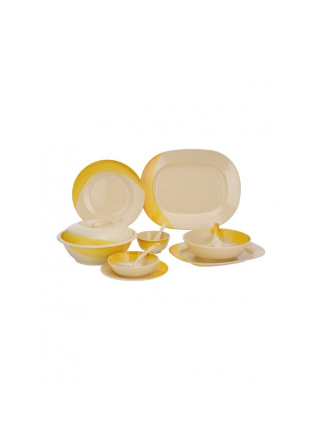 Royalford 64-Piece Melamine Dinner Set With 1X30Cm Oval Plate,2X36Cm Oval Plates,12X25Cm Dinner Plates,12X20Cm Dessert Plates,2X23Cm Bowls With Lid,3X15Cm Bowls,12X11Cm Soup Bowls,3X22Cm Rice Spoons,3X20Cm Spoons,12X14Cm Spoons,Serves 12,Multicolor Orange 11.6kg - Image 2
