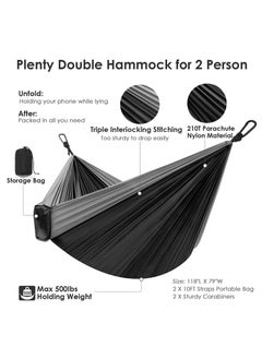 MIXDE Double Hammock for Camping, Double & Single Portable Outdoor Hammocks with 2 Tree Straps, Lightweight Nylon Parachute Hammocks for Travel Camping Backpacking Hiking Backyard  - Image 2
