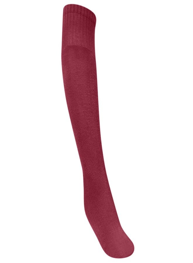 MUKHAKSH (Pack of 1 Pair Boys Kids Winter Woolen Warm Knee High Knee Length upto the knee Long Maroon Socks, 3-4 Years - Image 1