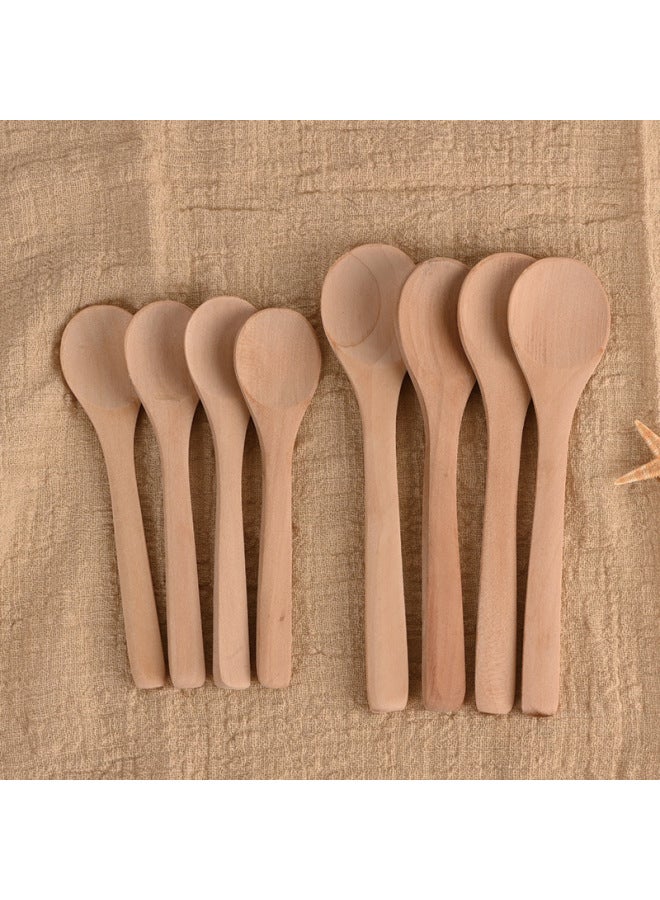 Round Head Unpainted Lotus Wooden Spoon Japanese And Korean Children Small Size Solid Wood Spoon Soup Spoon Mini Coffee Spoon Wholesale-Specifications:Thickened Lotus Small Round Spoon 13*3cm  - Image 1