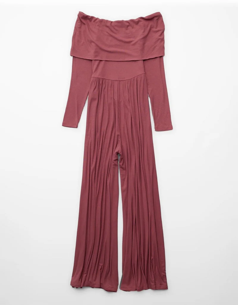American Eagle  AE Soft & Sexy Long-Sleeve V-Neck Jumpsuit for Women | Best Price UAE