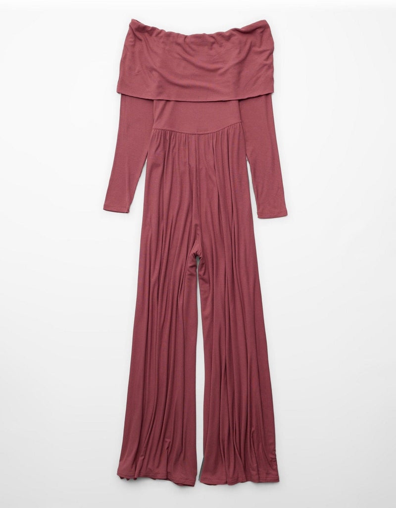 American Eagle AE Soft & Sexy Long-Sleeve V-Neck Jumpsuit - Image 3