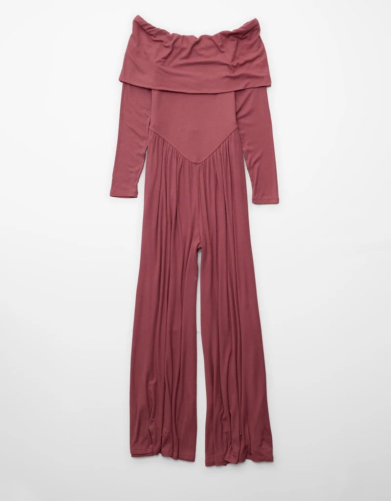 American Eagle  AE Soft & Sexy Long-Sleeve V-Neck Jumpsuit for Women | Best Price UAE