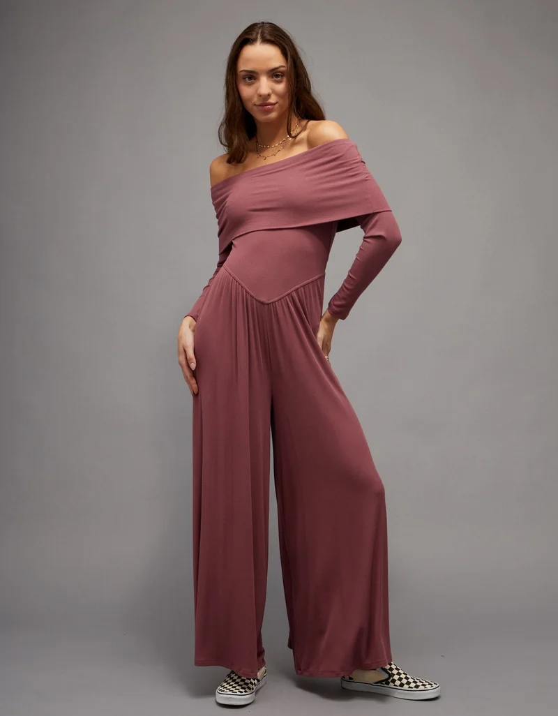 AE Soft & Sexy Long-Sleeve V-Neck Jumpsuit