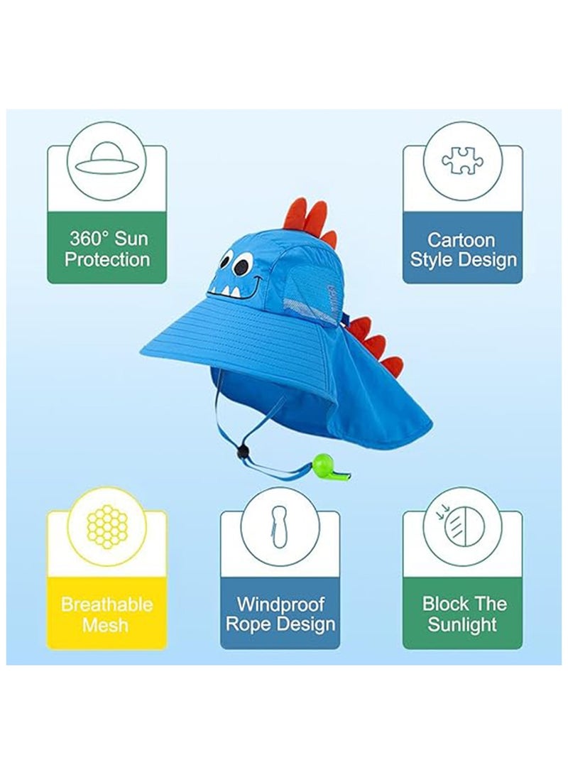 NNEWVANTE قبعة شمسية للأطفال مع واقي للرقبة قبعة سباحة للبنات والأولاد قبعة شاطئ صيفية للأطفال بعمر 3-8 سنوات باللون الأزرق - Image 3