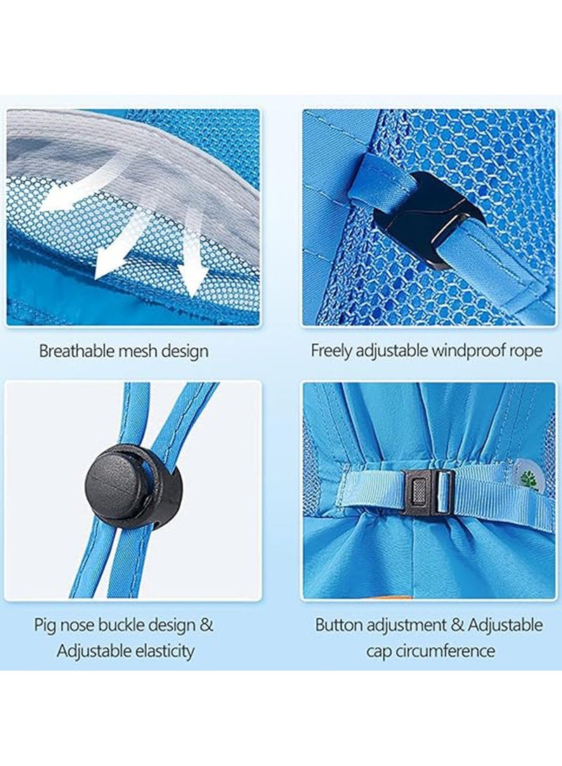 NNEWVANTE قبعة شمسية للأطفال مع واقي للرقبة قبعة سباحة للبنات والأولاد قبعة شاطئ صيفية للأطفال بعمر 3-8 سنوات باللون الأزرق - Image 4