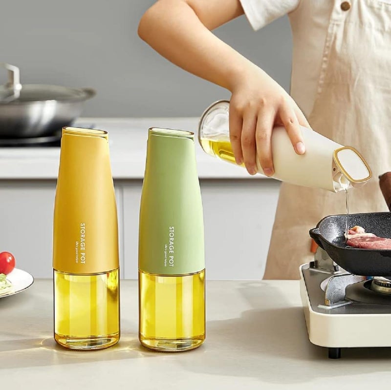 ONSUR Oil Pourer Dispenser Bottle Glass and Plastic Olive Mustard Vinegar Soya Sauce Oil Storage Bottle 500 Ml Capacity Gravity and Motion Control Lids Auto Open and Shut - Image 5