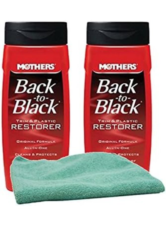 Mothers Back-To-Black Trim & Plastic Restorer (12 oz) Bundle with Microfiber Cloth (3 Items)