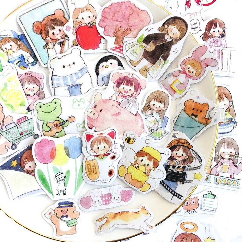 Alideco 160Pcs Cute Journal Stickers Kawaii Girls People Bulk Scrapbooking Stickers for journaling DIY Crafts Embelishment Decoration Diary Stickers