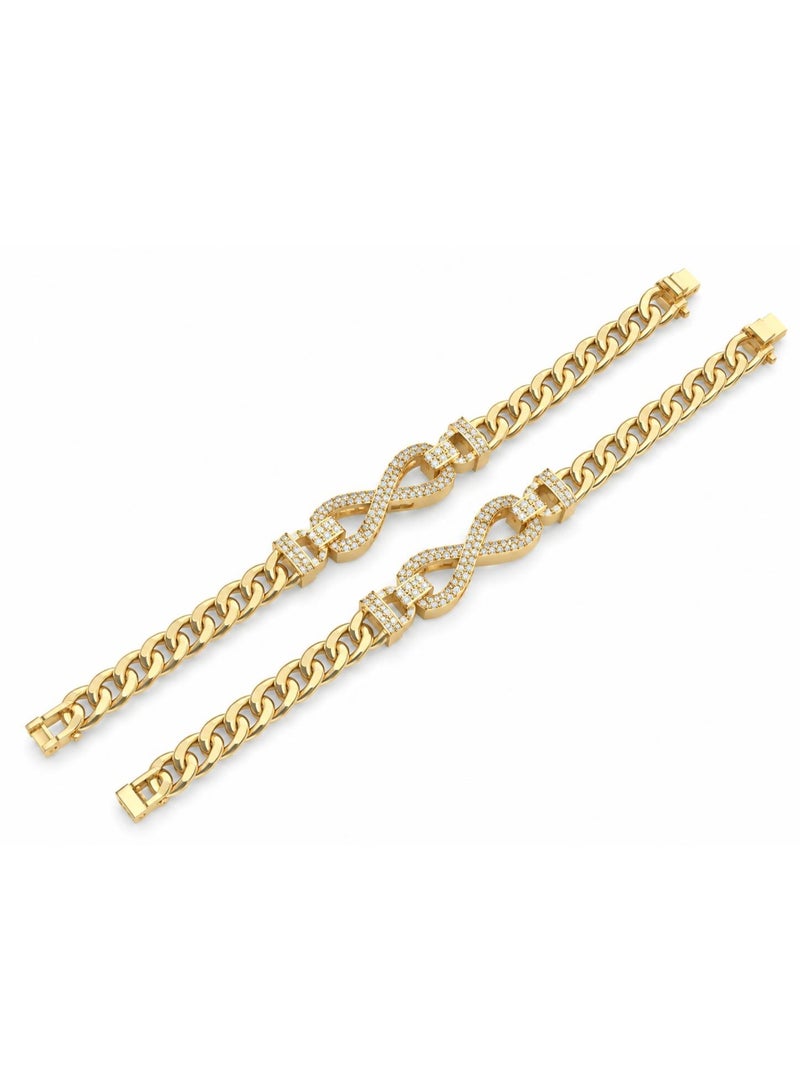 Gold-Plated Infinity Bracelet with Cubic Zirconia