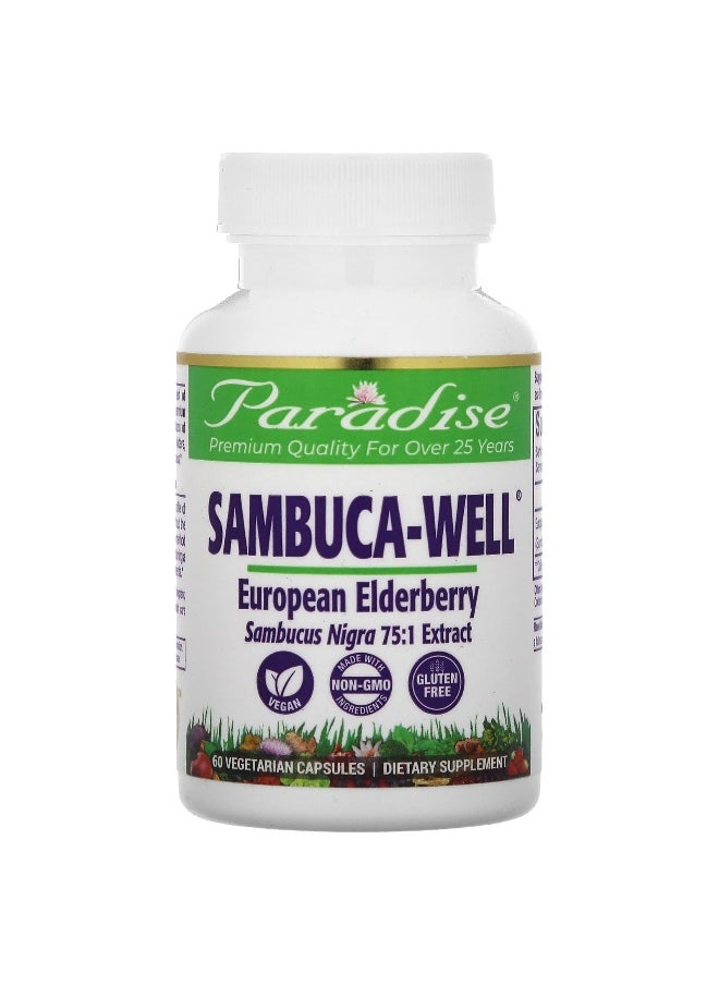 Paradise Herbs Paradise Herbs, Sambuca-Well, European Elderberry, 250 mg, 60 Vegetarian Capsules  - Image 1