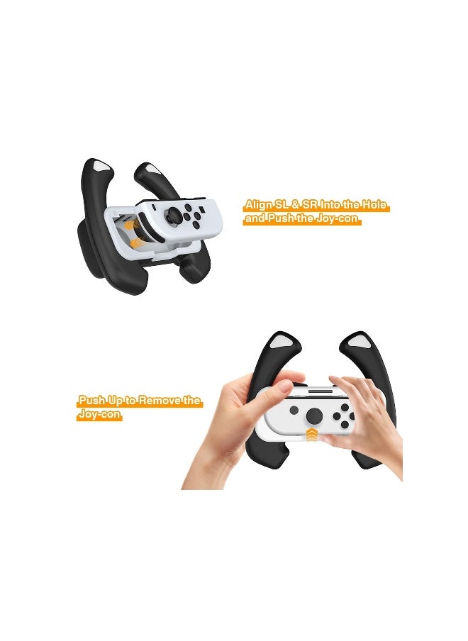 Generic Controller Handle, Steering Wheel Controller for Nintendo Switch & Switch Oled, Racing Games Removable Accessories Joy Con Controller Grip for Mario Kart, Red/Blue Combo(2 Pack)  - Image 2