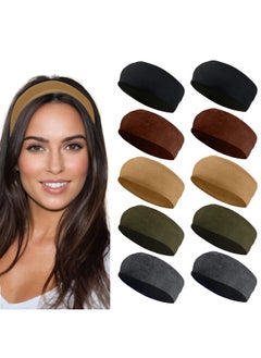 Styla Hair Headbands For Women Stretch Fashion Headbands 10 Pack Nonslip Head Wraps Great For Spa Sports Yoga Pilates Running Gym Headband Workouts Earth Tones  - Image 1