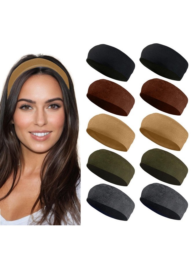 Styla Hair Headbands For Women Stretch Fashion Headbands 10 Pack Nonslip Head Wraps Great For Spa Sports Yoga Pilates Running Gym Headband Workouts Earth Tones - Image 1