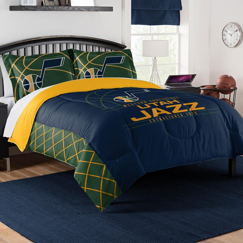 Northwest NBA Utah Jazz UnisexAdult Comforter and Sham Set FullQueen Reverse Slam