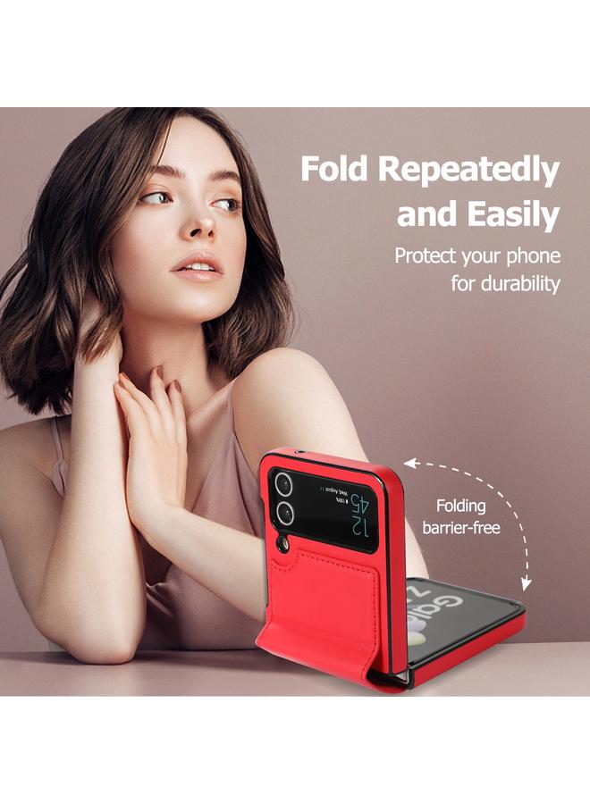 اس-توب جراب لهاتف Samsung Galaxy Z Flip4 بتغطية كاملة قابلة للطي بلون سادة من مادة البولي يوريثان مع حلقة - Image 5