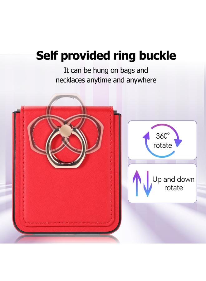 اس-توب جراب لهاتف Samsung Galaxy Z Flip4 بتغطية كاملة قابلة للطي بلون سادة من مادة البولي يوريثان مع حلقة - Image 3