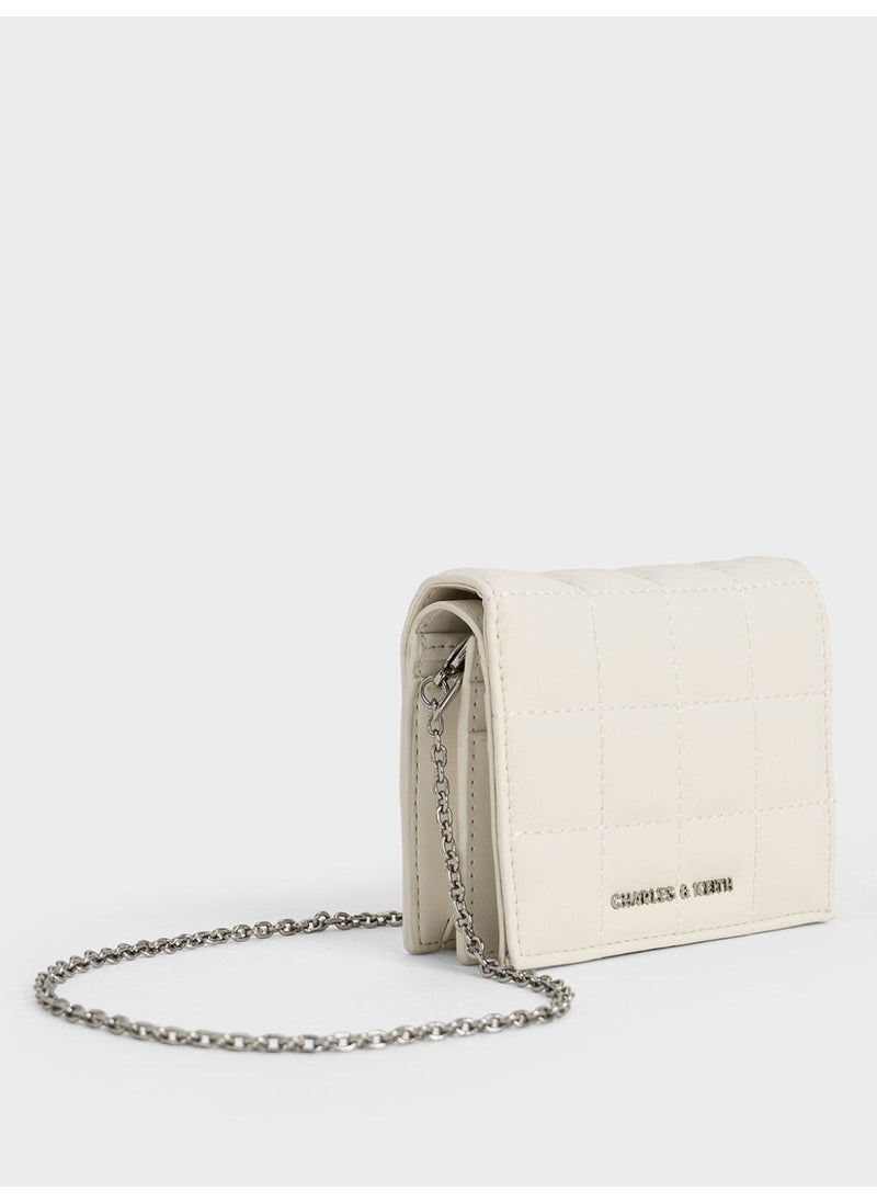 Charles & Keith CHARLES & KEITH Cassia Quilted Chain-Handle Mini Wallet & Crossbody Bag for Women - Cream  - Image 1