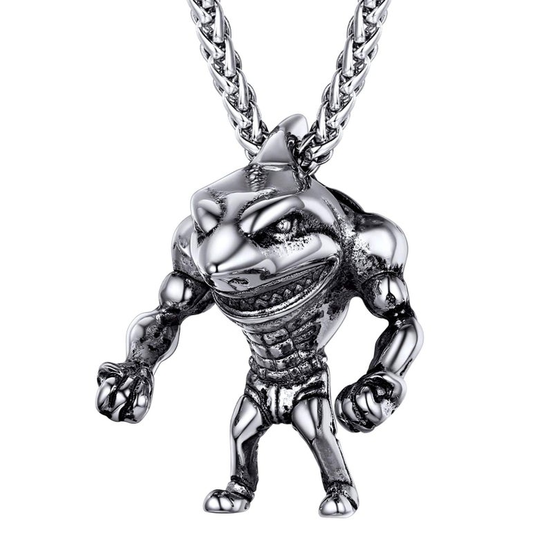U7 Men Shark Necklace Stainless Steel Masculine Fitness Pendant Mens Chain Vintage Statement Punk Jewelry - Image 1
