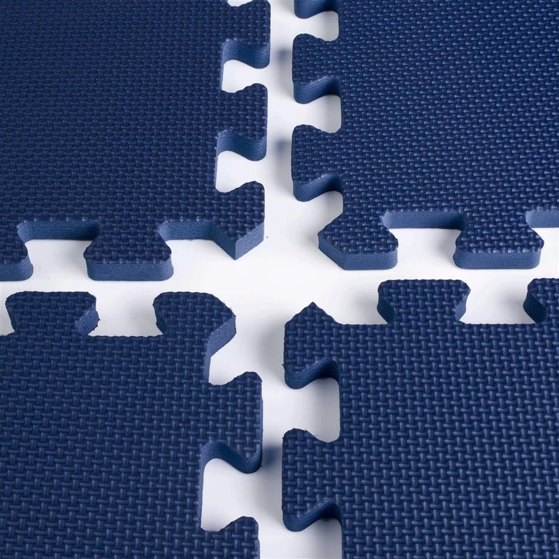 Displays2go Trade Show Flooring is Navy Blue Foam Construction Interlocking Pieces Portable  10 Feet by 10 Feet  - Image 3