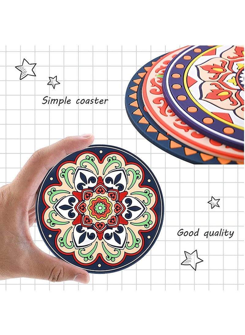 Y&D Silicone Drink Coasters Set 9cm Round Non-slip 3D Texture Rubber Coffee Mug Pad Decorative Cup Retro Style Tea Mat for Hot and Cold Drinks(6 Pcs )  - Image 2