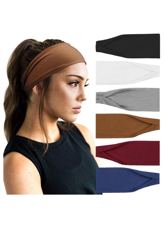 DRESHOW DRESHOW Yoga Sports Headbands for Women Elastic Non-Slip Headbands Workout Running Hair Bands 6 Pack  - Image 1
