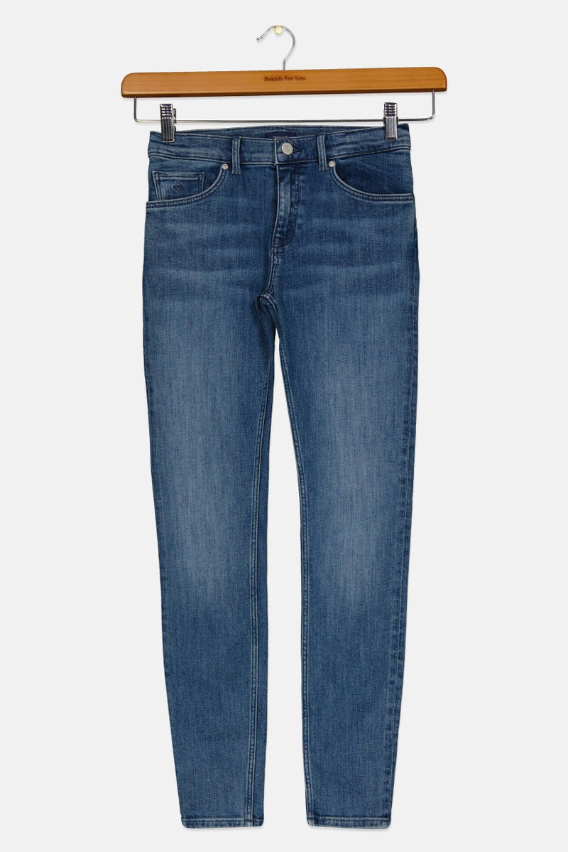GANT Kids Girl Skinny Fit Washed Jeans, Blue - Image 1