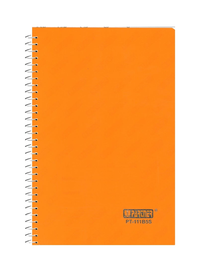 PARTNER دفتر ملاحظات بحجم B5 برباط حلزوني من قطعة واحدة مع غلاف بلاستيكي برتقالي - Image 1