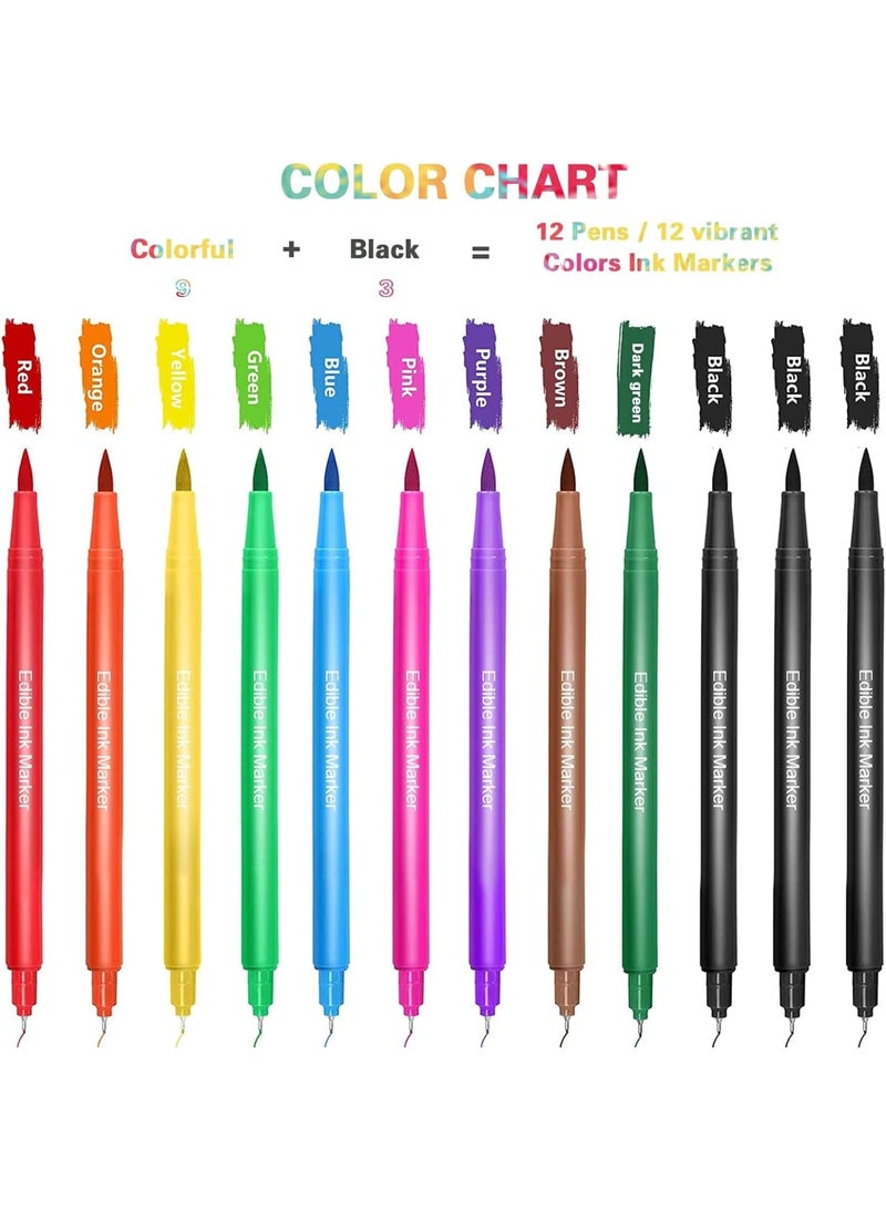 KASTWAVE 12Pcs Colors Dual Tip Markers, Fineliner Color Pens, Coloring Marker Pens Dual Markers, for Rock Painting, Canvas, DIY Crafts & Art Supplies - Image 3