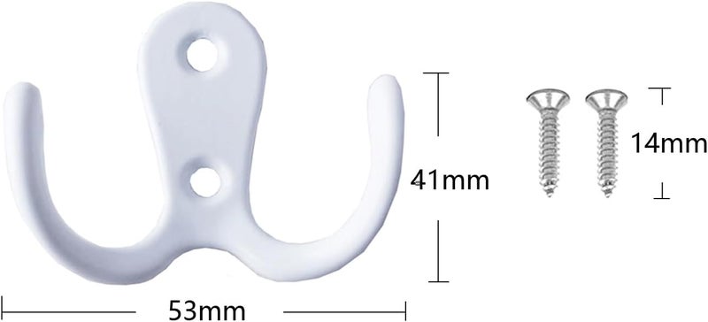 6 Pcs Double Prong Coat Hooks Wall Mounted Metal Hooks for Clothes Towels Bags - Image 2