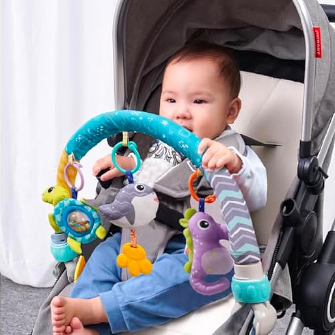 BABY STROLLER ARCH FOR BASSINET WITH UNIVERSAL CLAMPS, CLIP-ON MOBILE TOYS BASSINET ARCH TOY ACTIVITY TOY BAR INTERACTIVE BASSINET TOYS FOR INFANTS BABY CAR SEAT TOYS RATTLE TURTLE MUSIC WHALE - Image 3