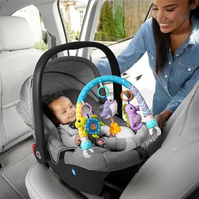 BABY STROLLER ARCH FOR BASSINET WITH UNIVERSAL CLAMPS, CLIP-ON MOBILE TOYS BASSINET ARCH TOY ACTIVITY TOY BAR INTERACTIVE BASSINET TOYS FOR INFANTS BABY CAR SEAT TOYS RATTLE TURTLE MUSIC WHALE - Image 4