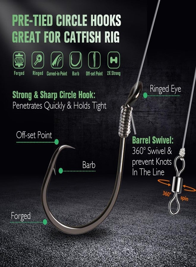 Dovesun 10PCS Circle Hooks Rigs Pre-Rigged Catfish Rig for Saltwater Freshwater Fishing Hooks for Catfish 2/0 - Image 4