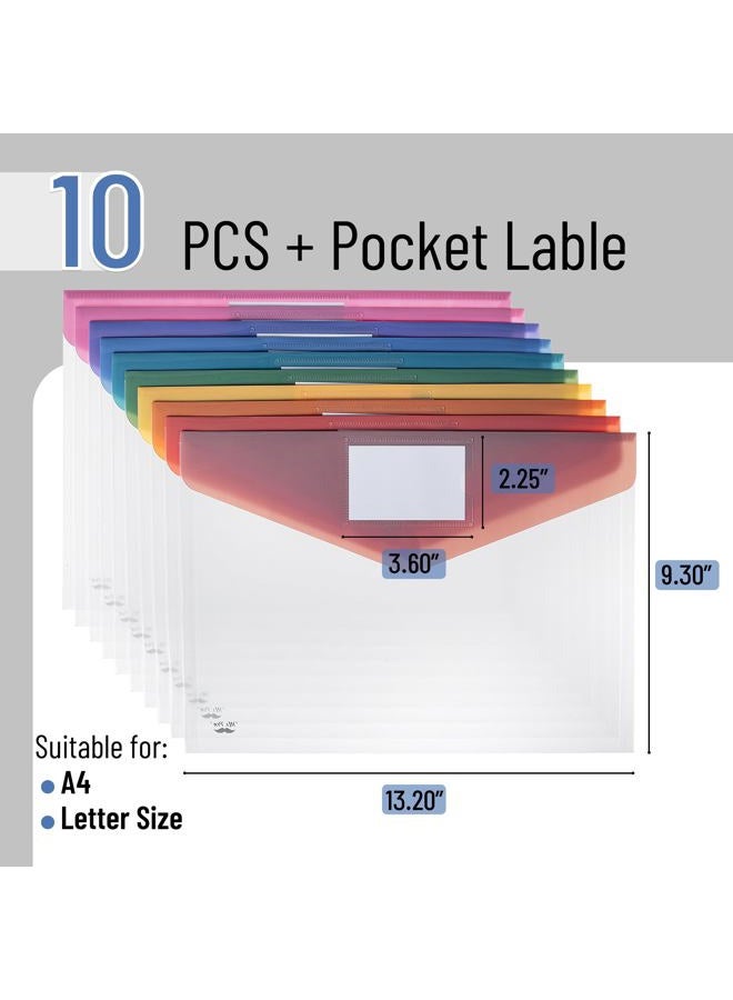 Mr. Pen Plastic Envelopes, 10 Pack, A4, Letter Size, Colorful Flaps, Plastic File Folder with Label Pocket, Plastic Envelopes with Snap Closure, Plastic File Folders, Plastic Envelopes for Documents - Image 2