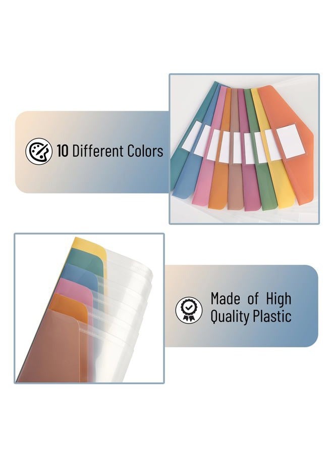 Mr. Pen Plastic Envelopes, 10 Pack, A4, Letter Size, Colorful Flaps, Plastic File Folder with Label Pocket, Plastic Envelopes with Snap Closure, Plastic File Folders, Plastic Envelopes for Documents - Image 5