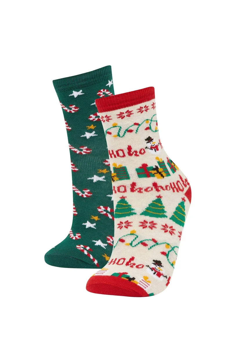ديفاكتو Boy New Year Themed 2 Piece Cotton Long Socks