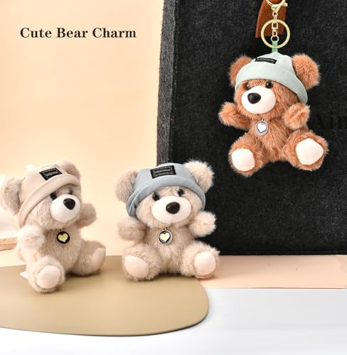 YILANFULL Plush Bag Charm Bear Keychain Stuff Cute Kawaii Teddy Bear Key Chain for Women Girls Pendant Purse Backpack Handbag Tote Charms - Image 3